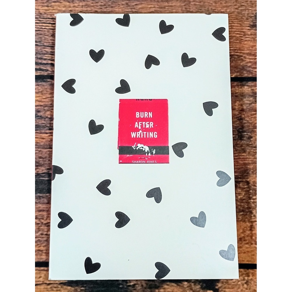 Burn After Writing Sharon Jones Guided‎ Journal Paperback White Black Hearts